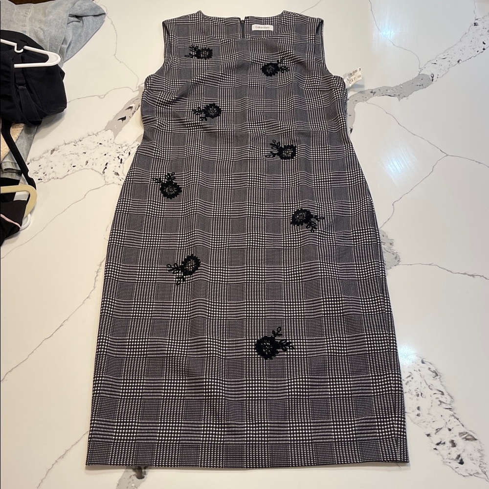 Calvin Klein Black and White Checkered Dress